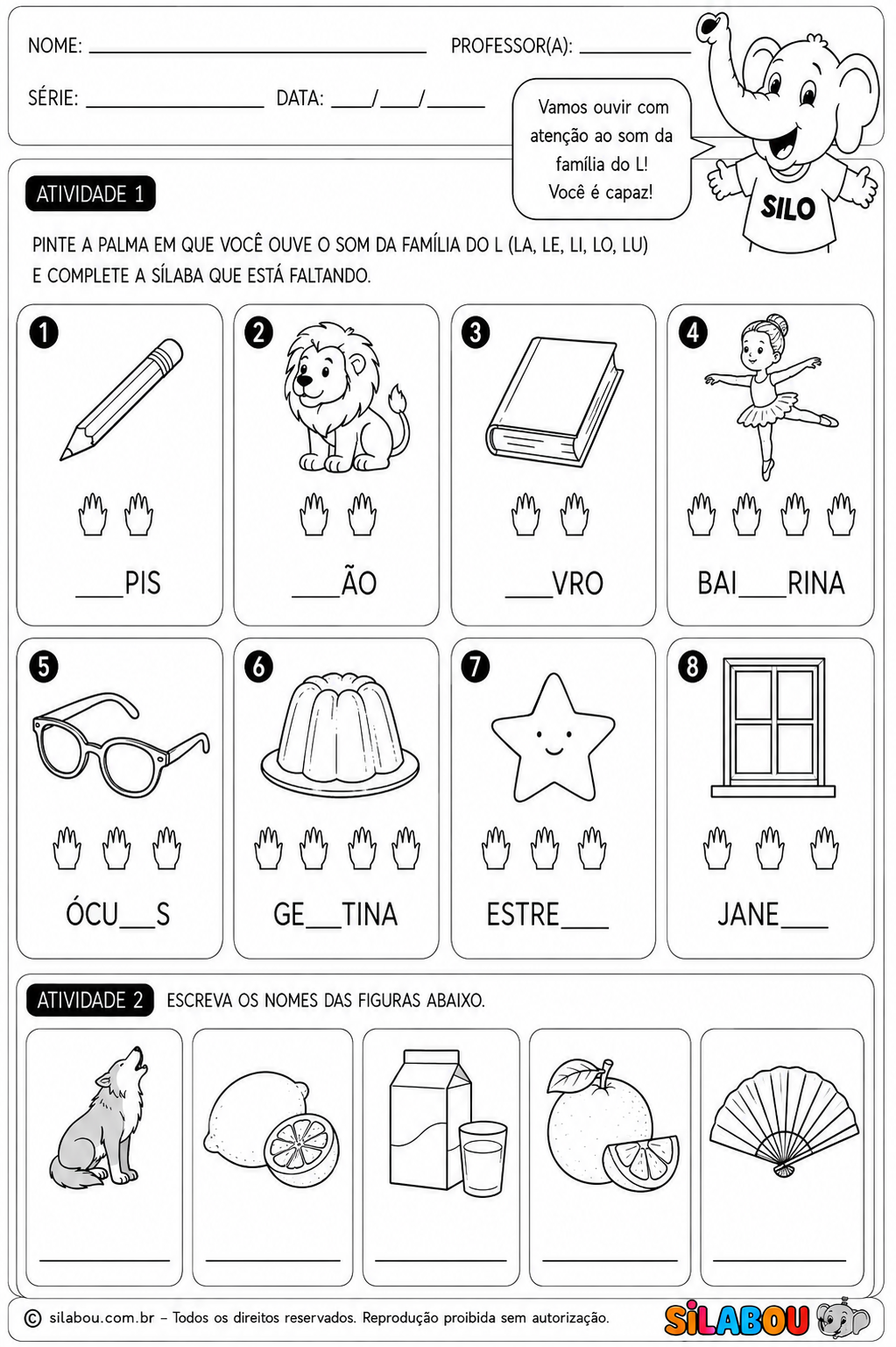 Atividades Família do L para imprimir