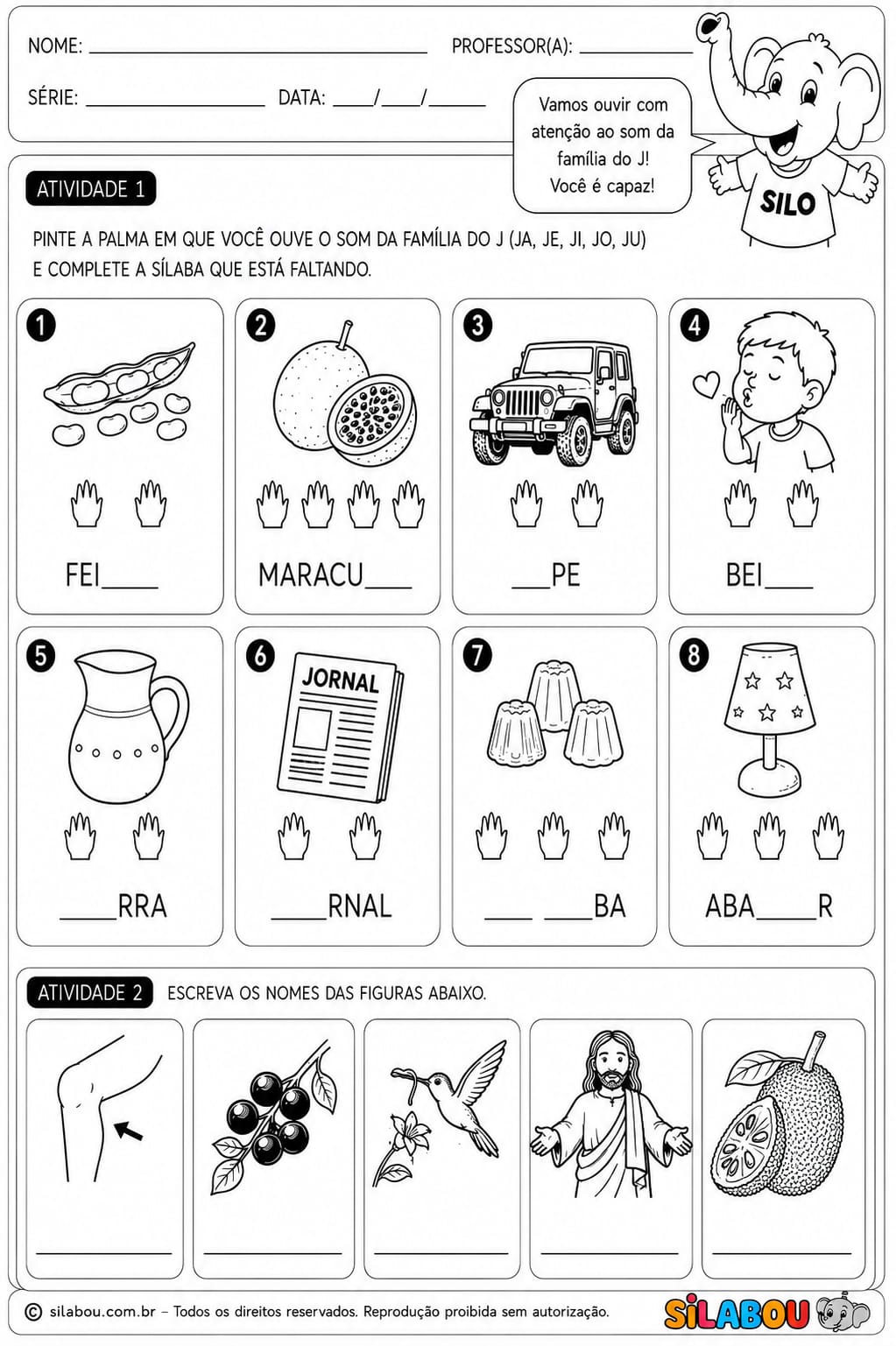 atividade de alfabetizacao letra J