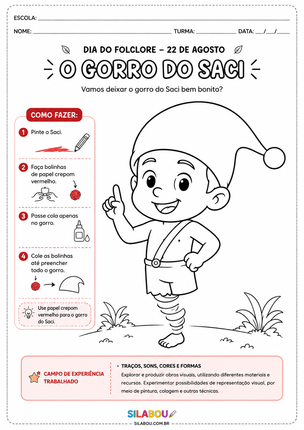 Atividade de Folclore Ensino infantil