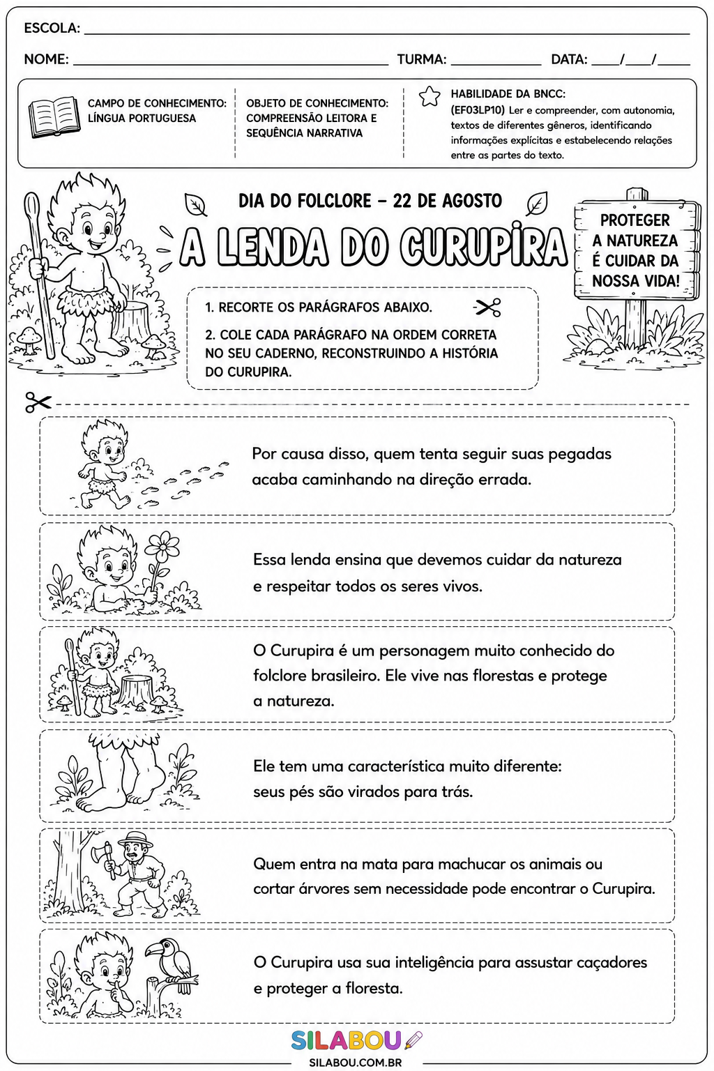 Texto recortado Folclore, 3° ano
