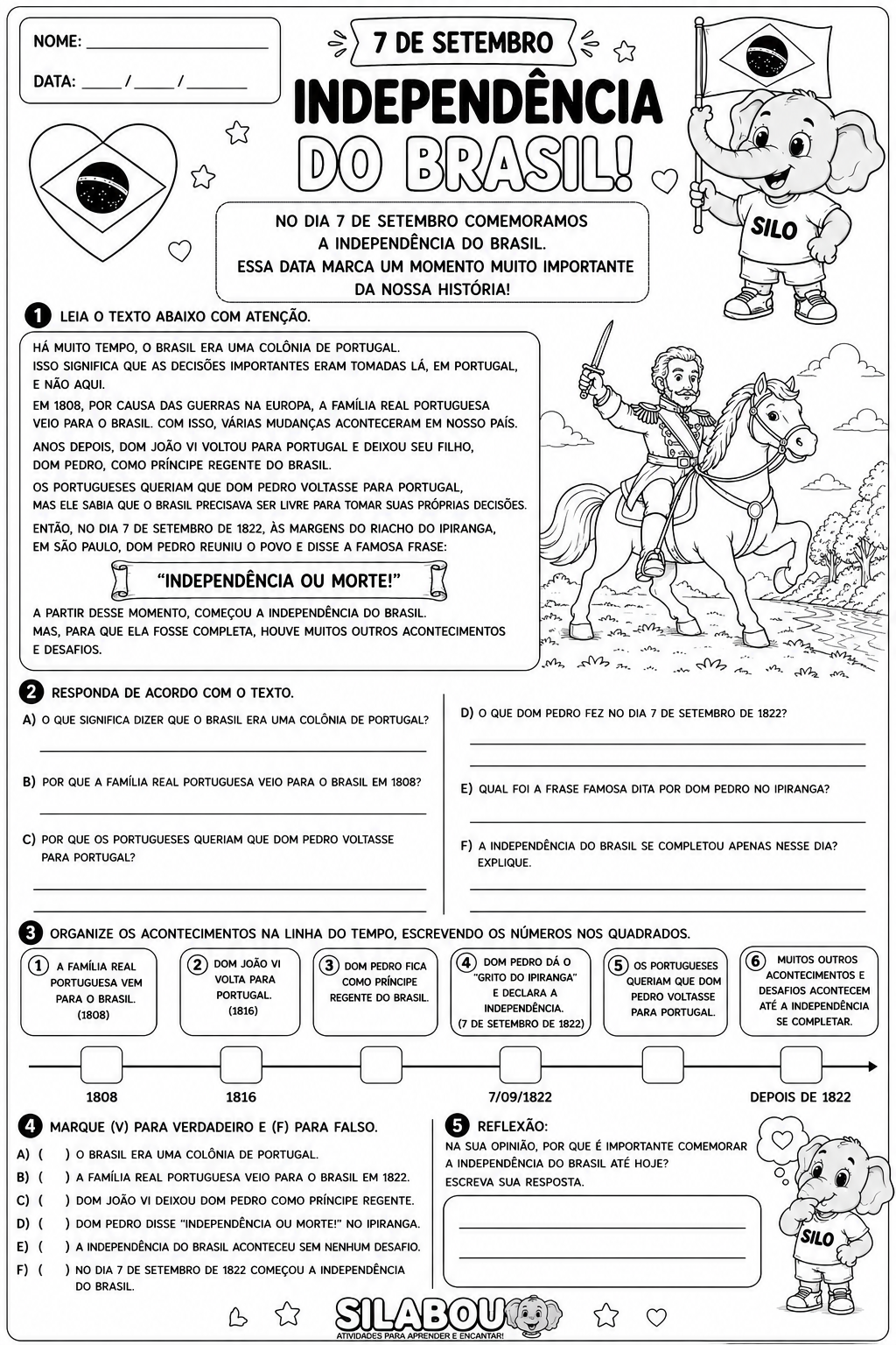 Atividade de 7 de setembro para o 5° ano