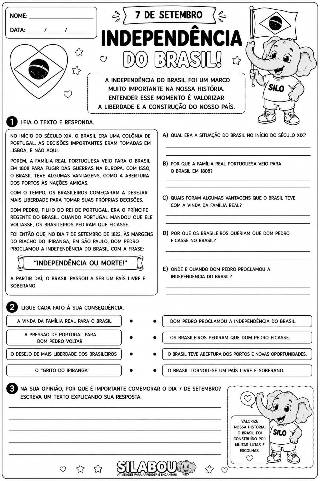 atividade de 7 de setembro para 3º e 4º anos